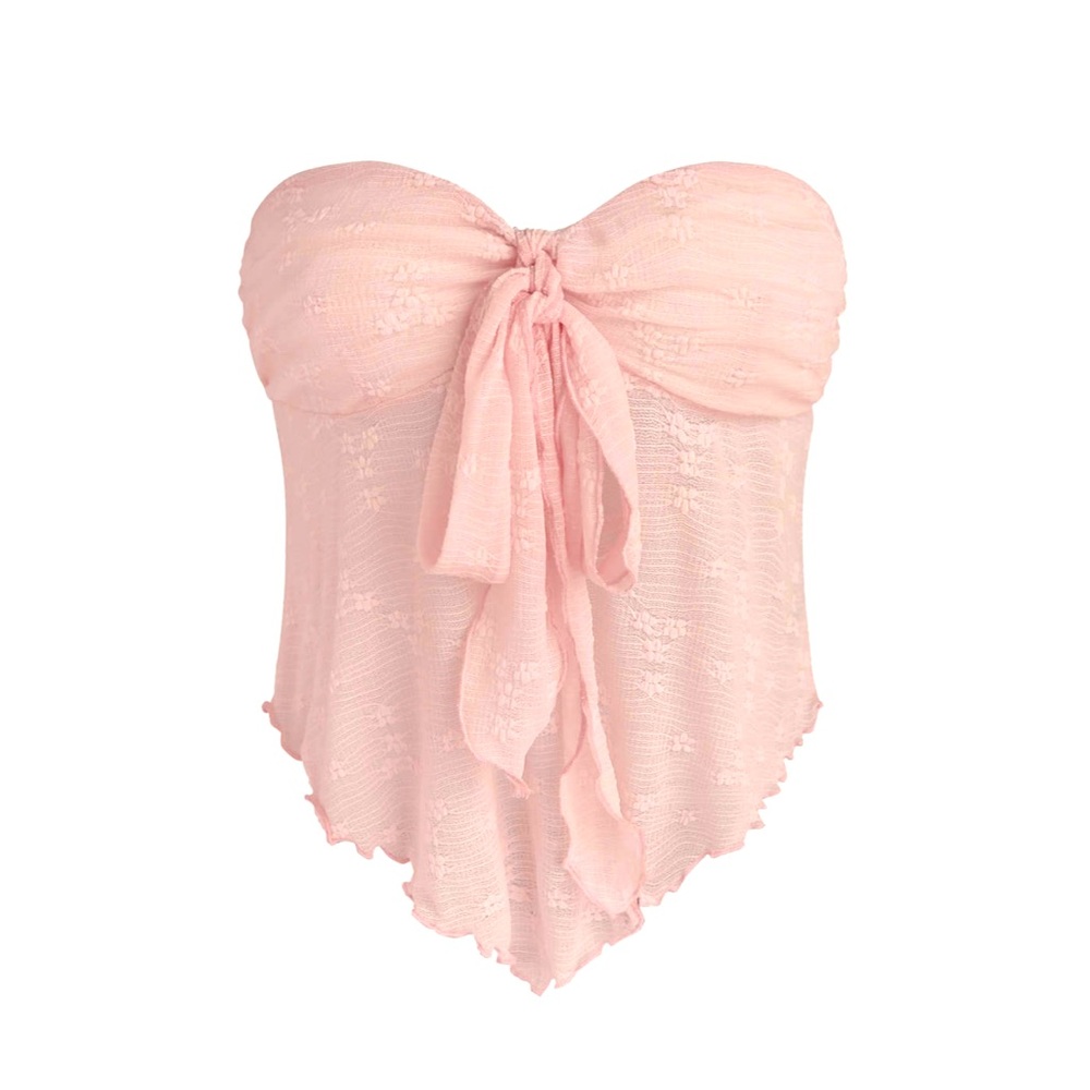 lacey tie-front tube top